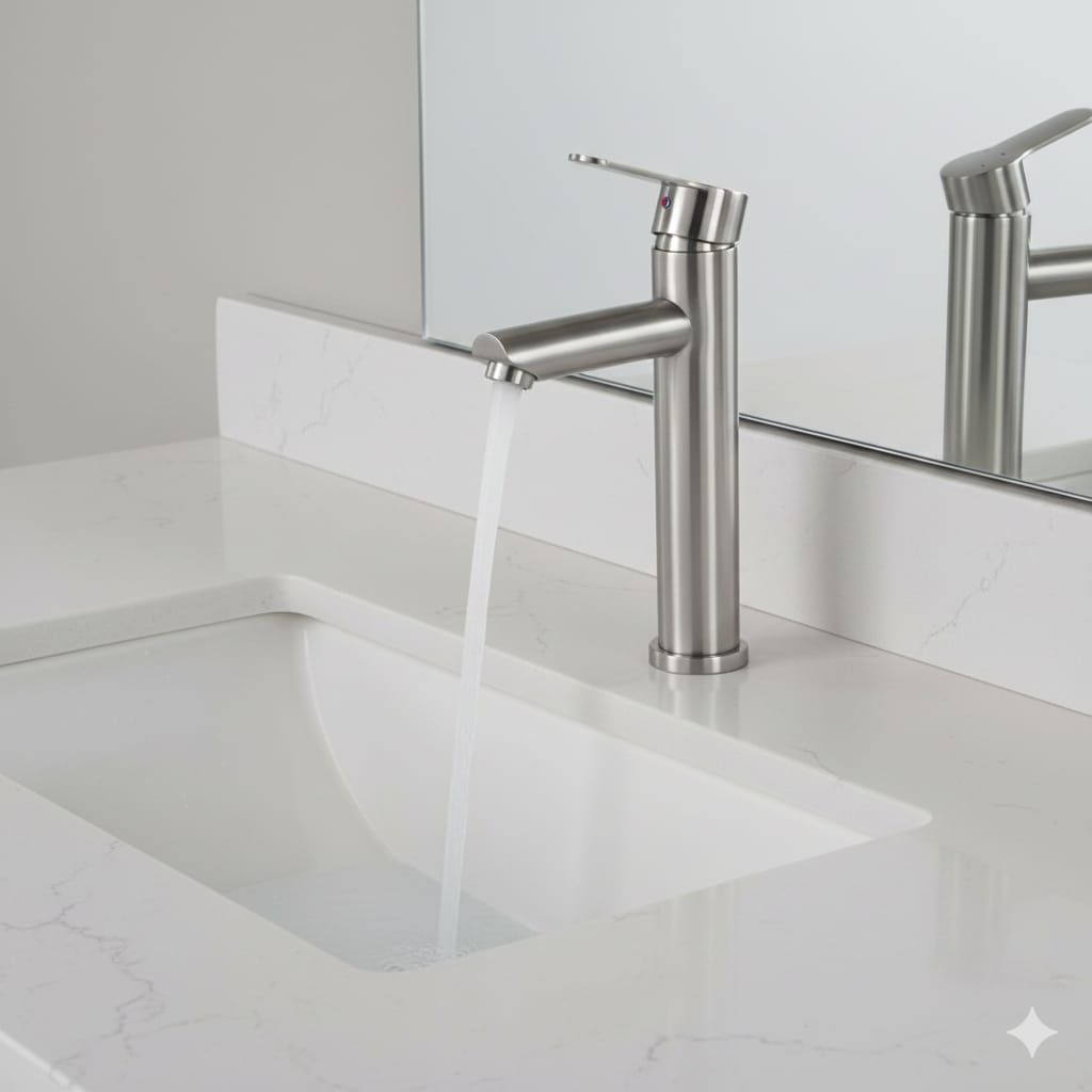 Monomando lavatorio alto modern inox