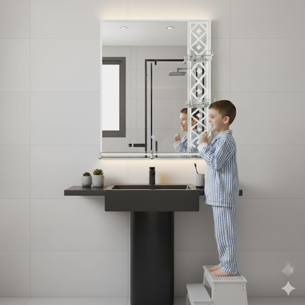 Espejo 80*60c/repisa abajo y 2 al lado