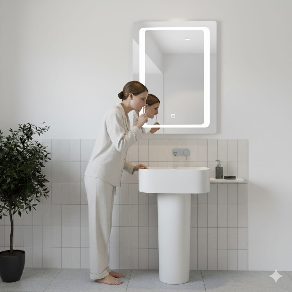 Espejo 70*50 rectangular c/luz led contorno