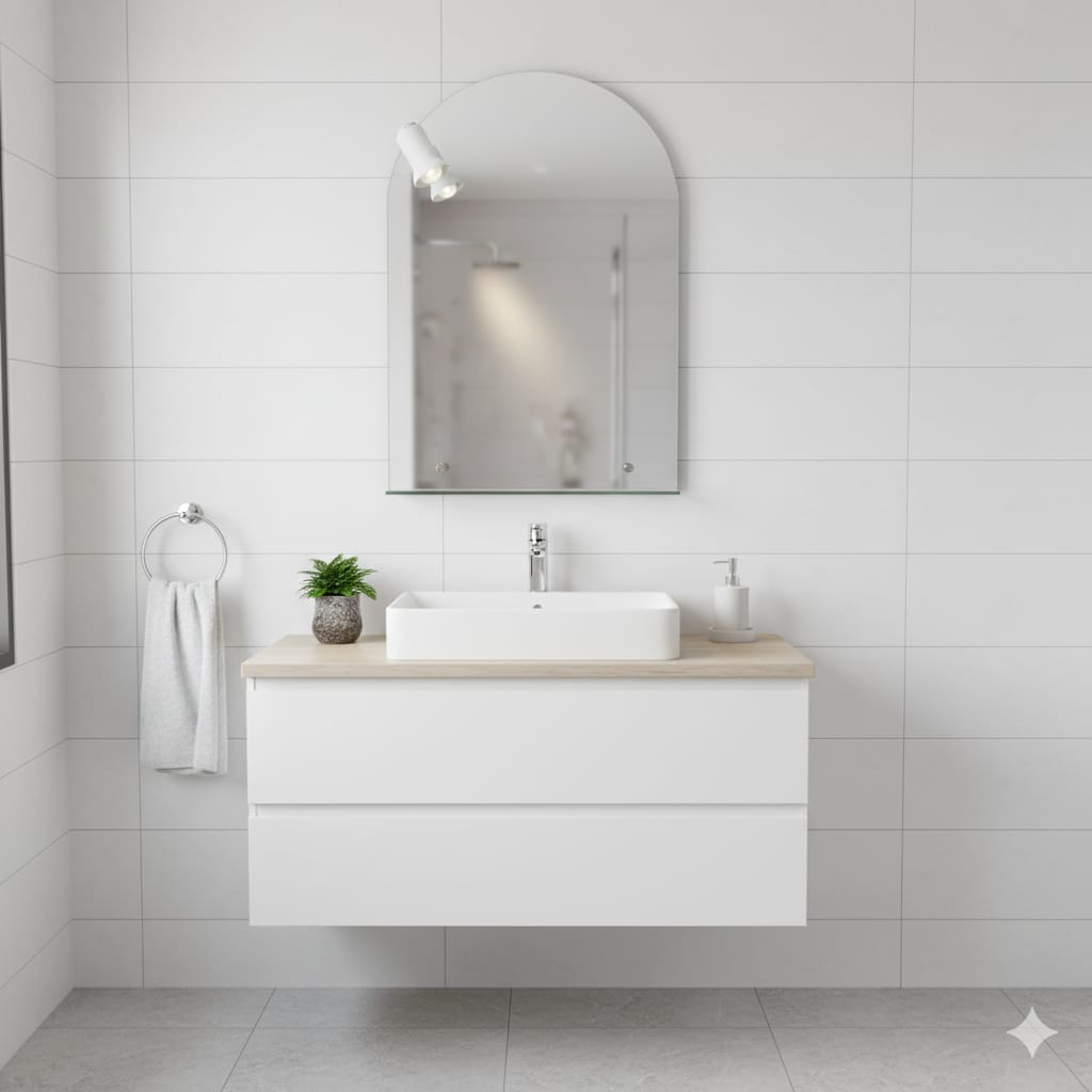 Espejo 50*70rectangular 1/2pt/repisa y luz