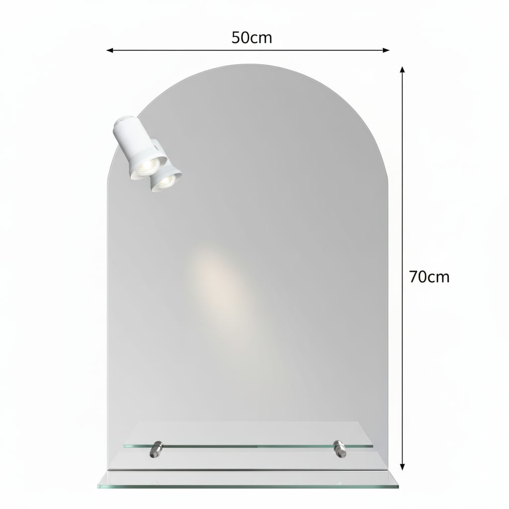 Espejo 50*70rectangular 1/2pt/repisa y luz