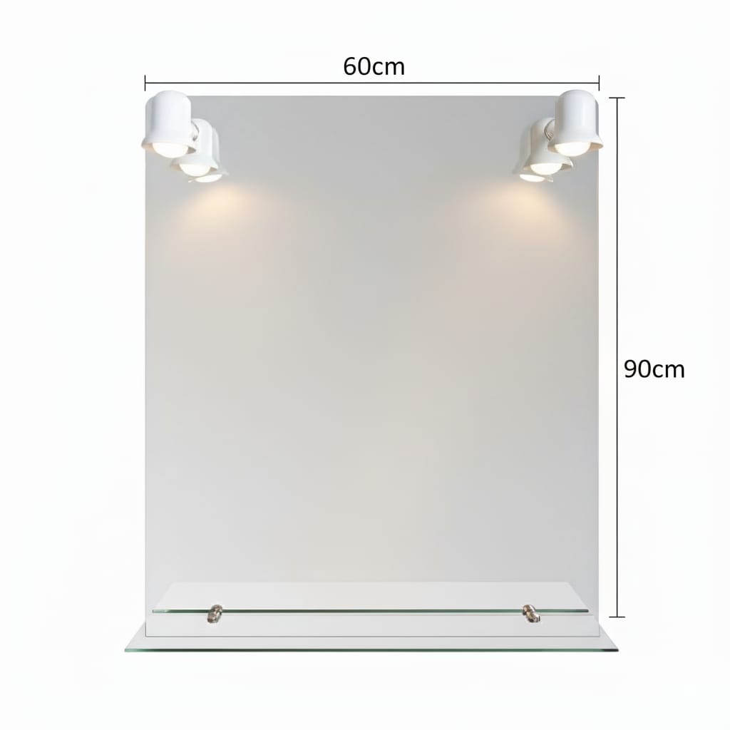 Espejo 60*90 rectangular con repisa/2 luces