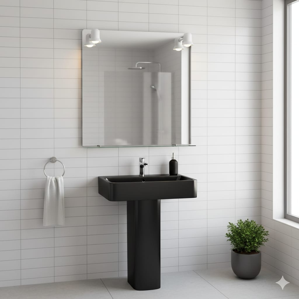 Espejo 60*90 rectangular con repisa/2 luces